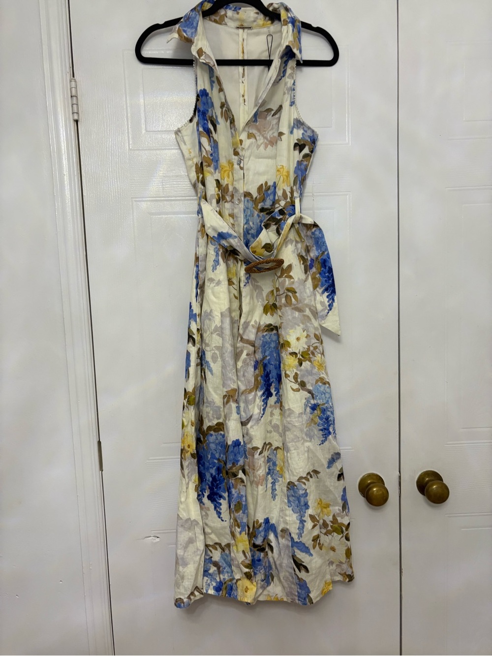 Midi floral linen dress
